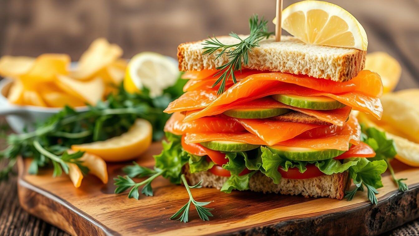 The Ultimate Smoked Salmon Club Sandwich